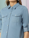 Maternity Jeans Shirt- Ice Blue