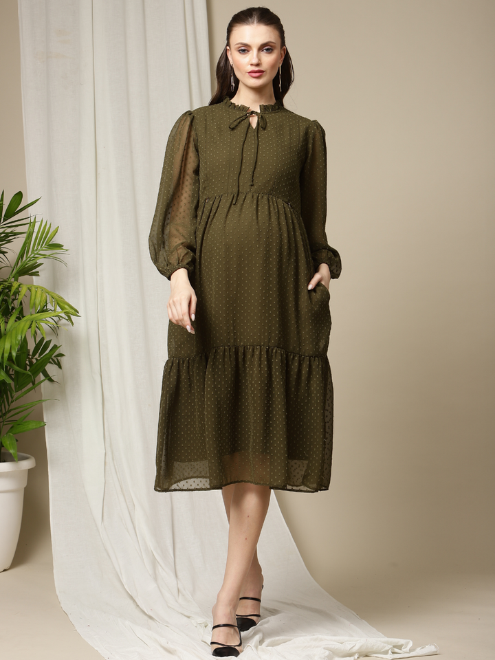 Feeding Swiss Dot Tiered Dress