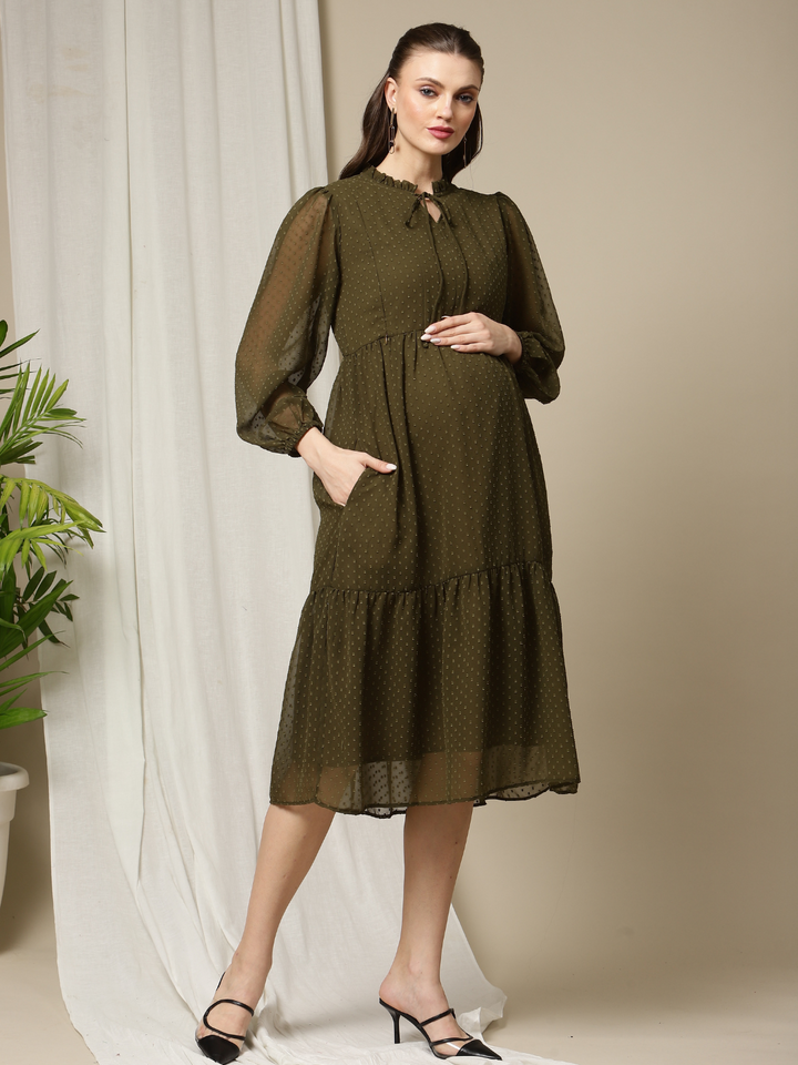 Feeding Swiss Dot Tiered Dress