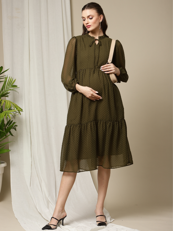 Feeding Swiss Dot Tiered Dress