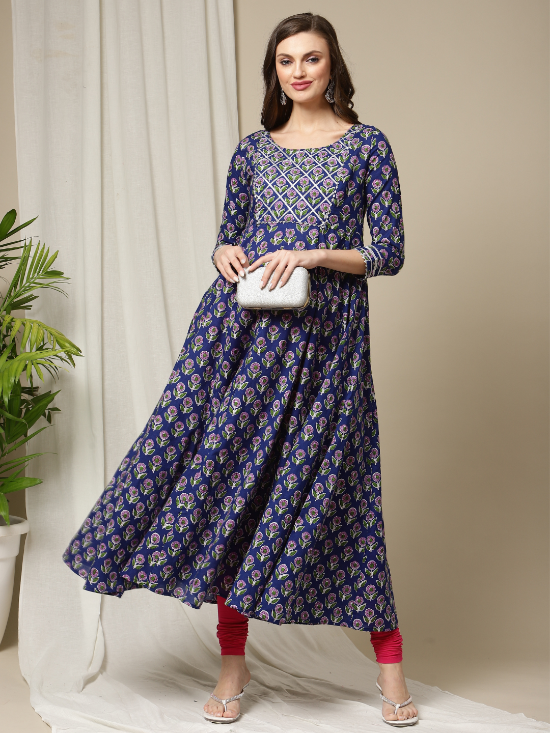 Blue Hills Patola Queen Designer Cotton Printed Long Anarkali Kurti  Collection