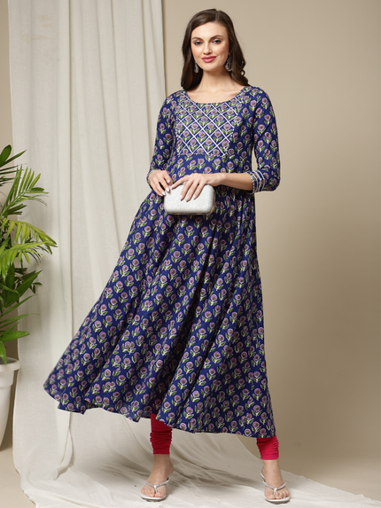 Maternity Anarkali Cotton Kurta + Dupatta