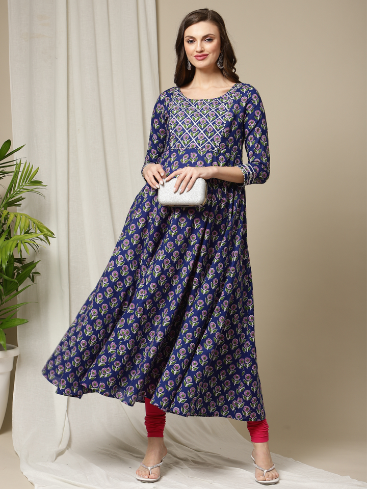 Maternity Anarkali Cotton Kurta + Dupatta