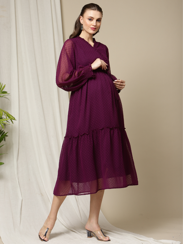 Dark Purple Maternity Dress