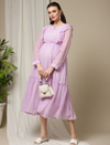 Maternity Purple Ruffle Dress