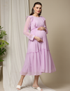 Maternity Purple Ruffle Dress