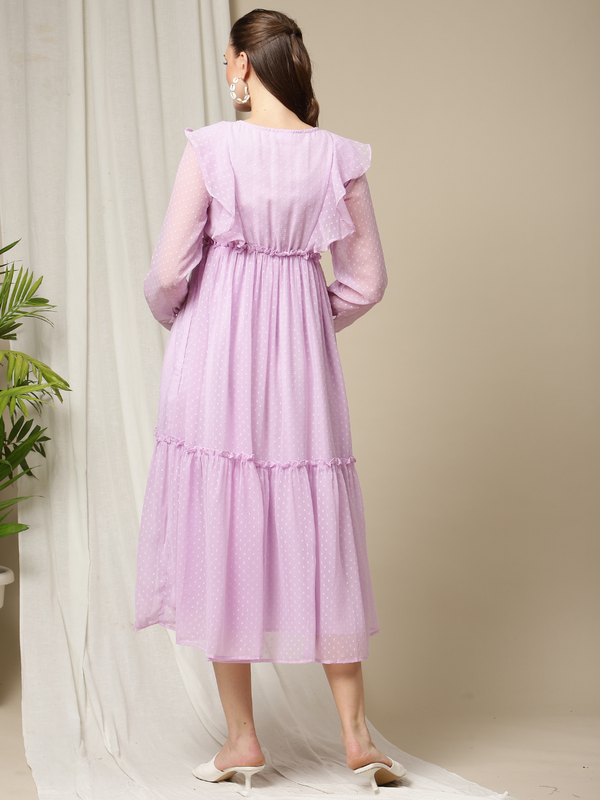 Maternity Purple Ruffle Dress