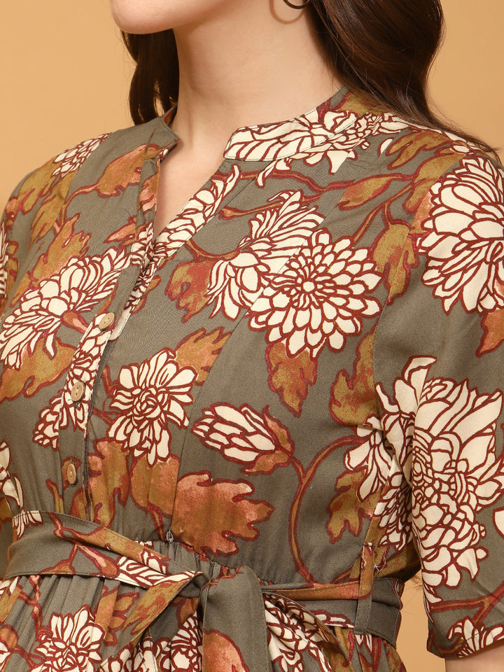 Feeding Floral Printed Midi Dress