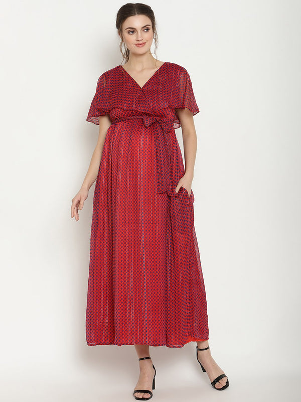 Floral Maternity Nursing Dress Pregnancy dress for women zipper gown  evening Top | eBay