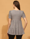 Maternity Stretchy Tiered Top- Grey