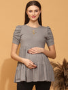 Maternity Stretchy Tiered Top- Grey