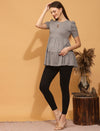 Maternity Stretchy Tiered Top- Grey