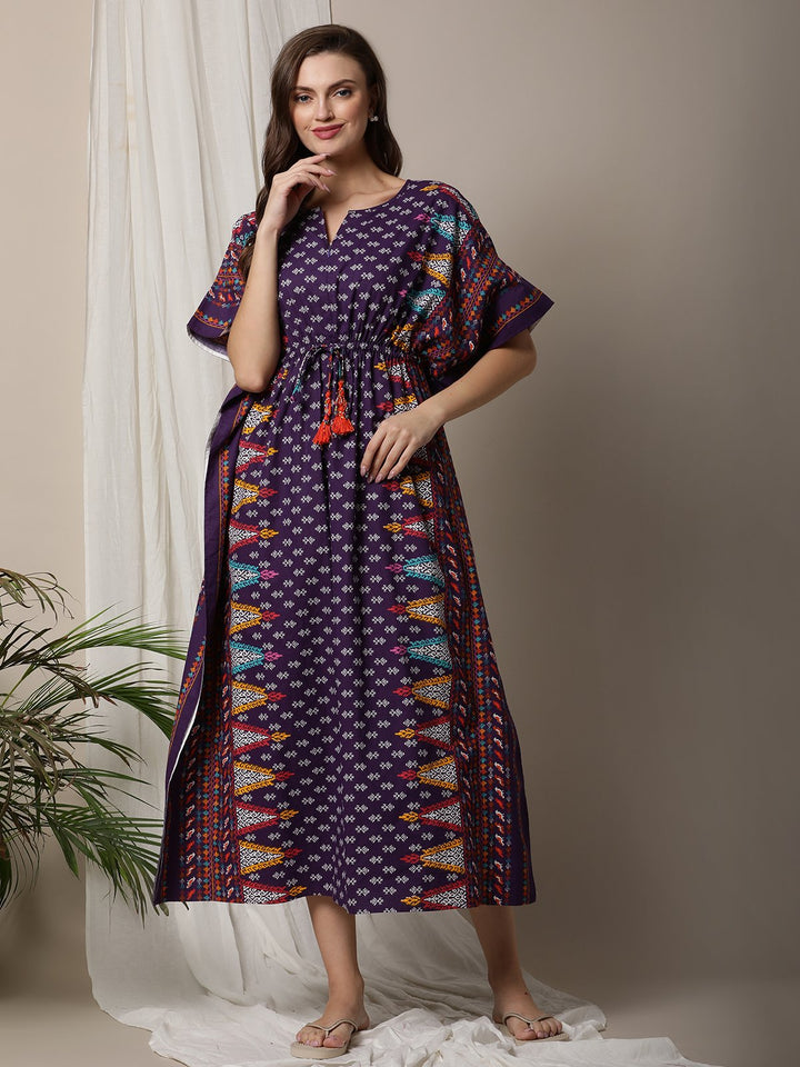 Border Print Nursing Kaftan