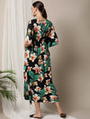 Floral Printed Maternity Kaftan in black colour - back