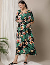 Floral Printed Maternity Kaftan in black colour - side
