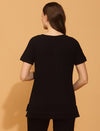 Maternity Ribbed-Knit T-shirt- Black