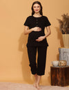 Maternity Ribbed-Knit T-shirt- Black