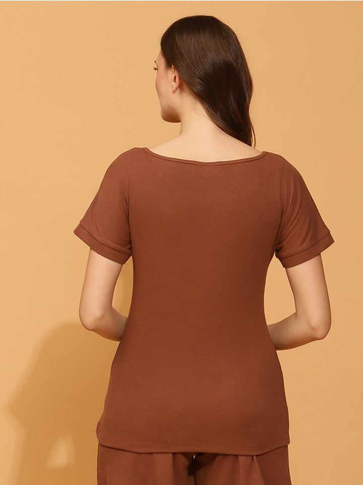 Maternity Casual T-shirt- Brown
