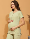 Maternity Ribbed-Knit T-shirt- Green