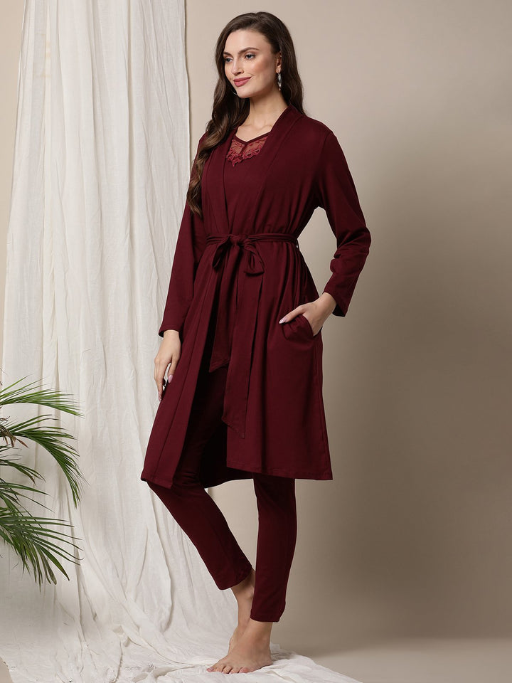3pc. Feeding Pajama Set With Robe