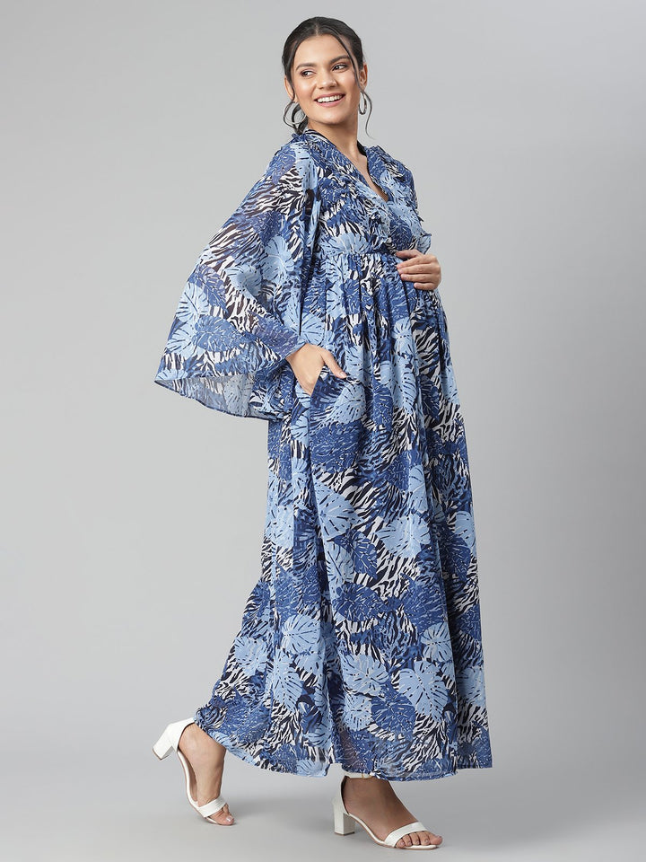 Maternity Convex Blue Maxi Dress