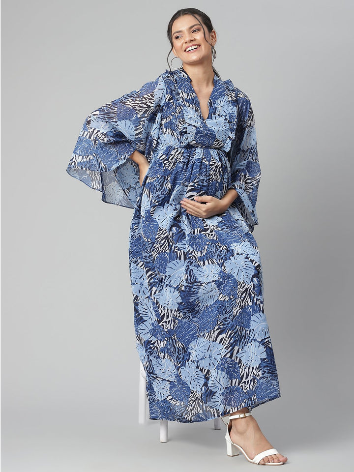 Maternity Convex Blue Maxi Dress