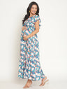 Ruffle Sleeve Maternity & Nursing Maxi Dress