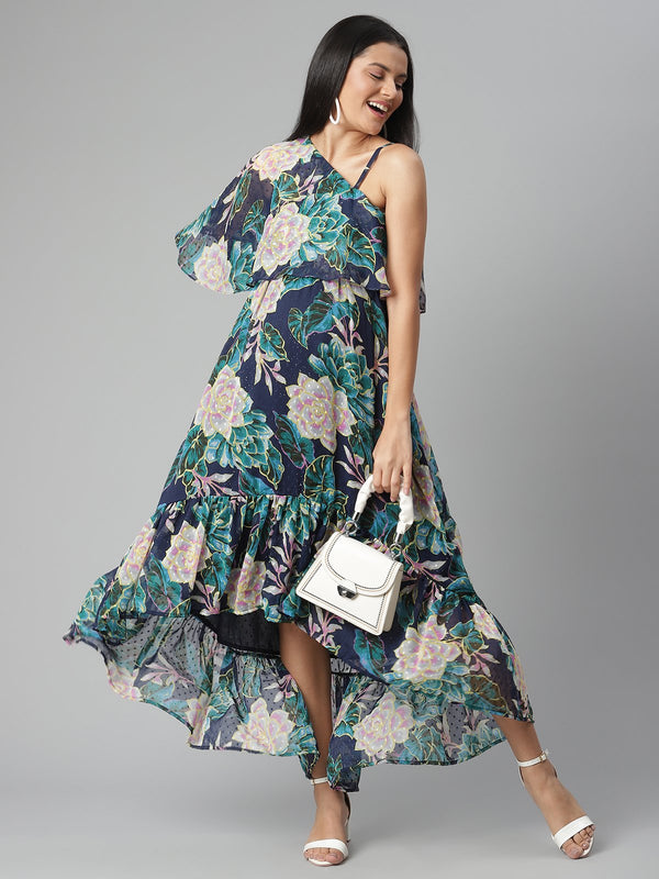 Maternity/Nursing Overlay Hi-Lo Maxi Dress