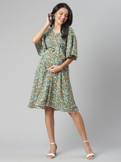 Floral Maternity Midi Dress