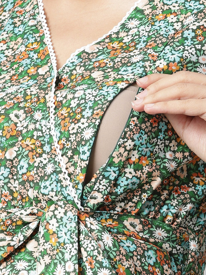 Floral Maternity Midi Dress