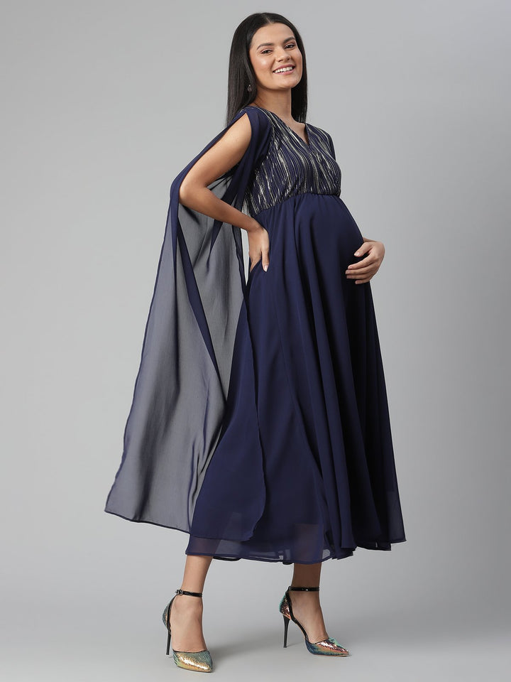 Cape Surplice Maternity Dress