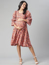 Floral Tiered Sleeve Maternity Dress