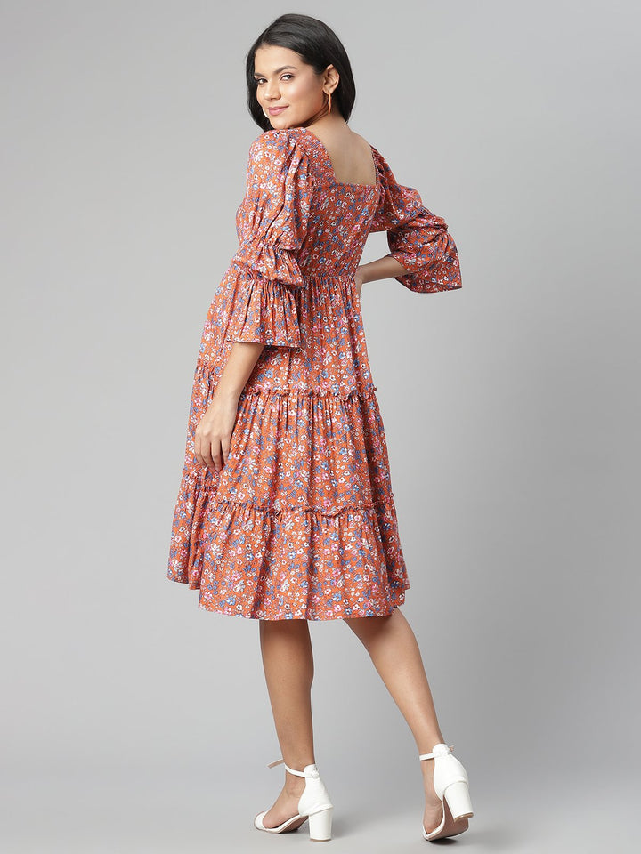 Floral Tiered Sleeve Maternity Dress