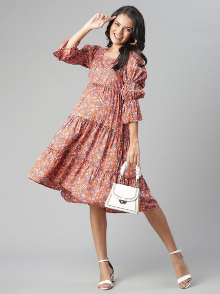 Floral Tiered Sleeve Maternity Dress