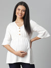 Linen Cotton Maternity Top- White