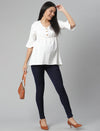 Linen Cotton Maternity Top- White