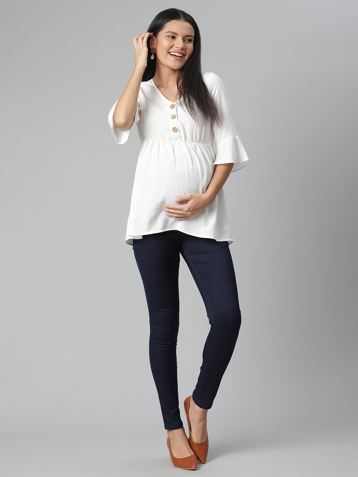 Cotton Linen Feeding Top White