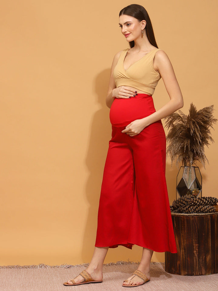 2pc. Maternity Red Kurti + Palazzo Set