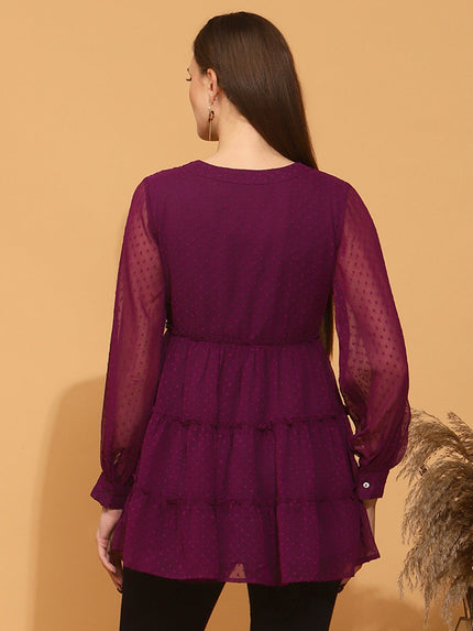 Maternity Purple Tiered Top