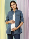 Maternity Jeans Shirt- Steel Blue