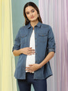 Maternity Jeans Shirt- Steel Blue