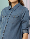 Maternity Jeans Shirt- Steel Blue