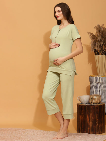 Maternity Lounge Sleep Set- Green