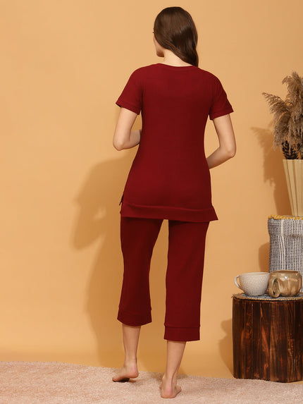 Maternity Lounge Sleep Set- Burgundy