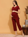Maternity Lounge Sleep Set- Burgundy