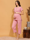Maternity Lounge Sleep Set- Pink