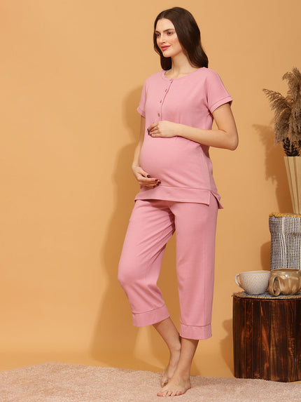 Maternity Lounge Sleep Set- Pink