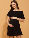Maternity Shorts with T-shirt Set- Black