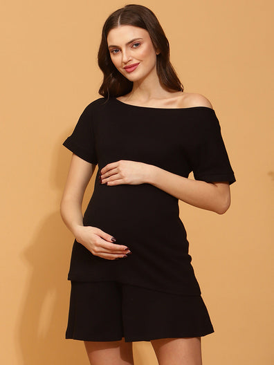 Maternity Ribbed-knit Short Sets