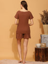 Maternity Shorts with T-shirt Set- Brown